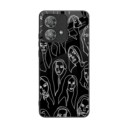 Many Faces Black back phone cover | glass case for motorola edge 40 neo 5g