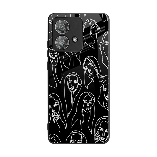 Many Faces Black back phone cover | glass case for motorola edge 40 neo 5g
