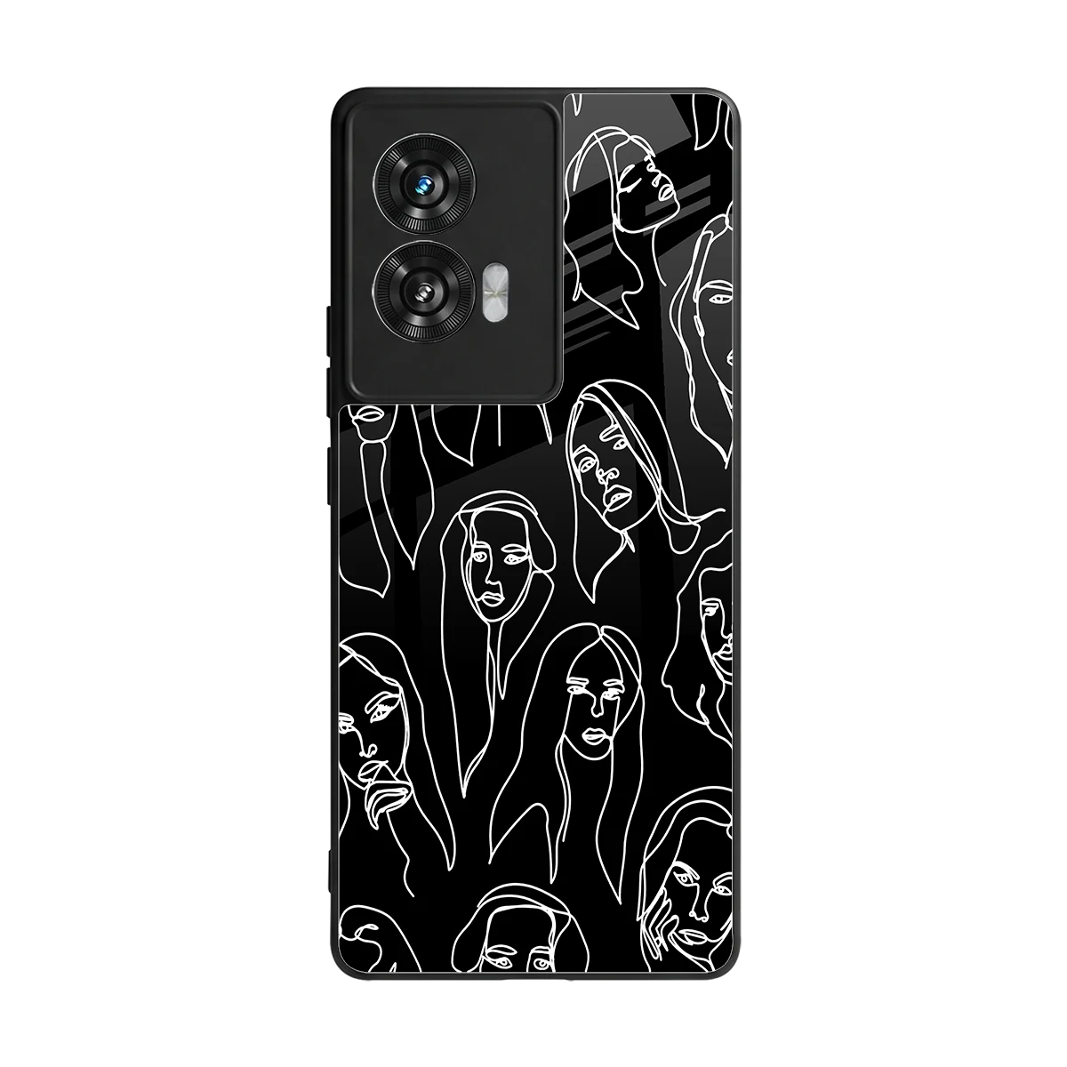 Many Faces Black back phone cover | glass case for motorola edge 50 fusion