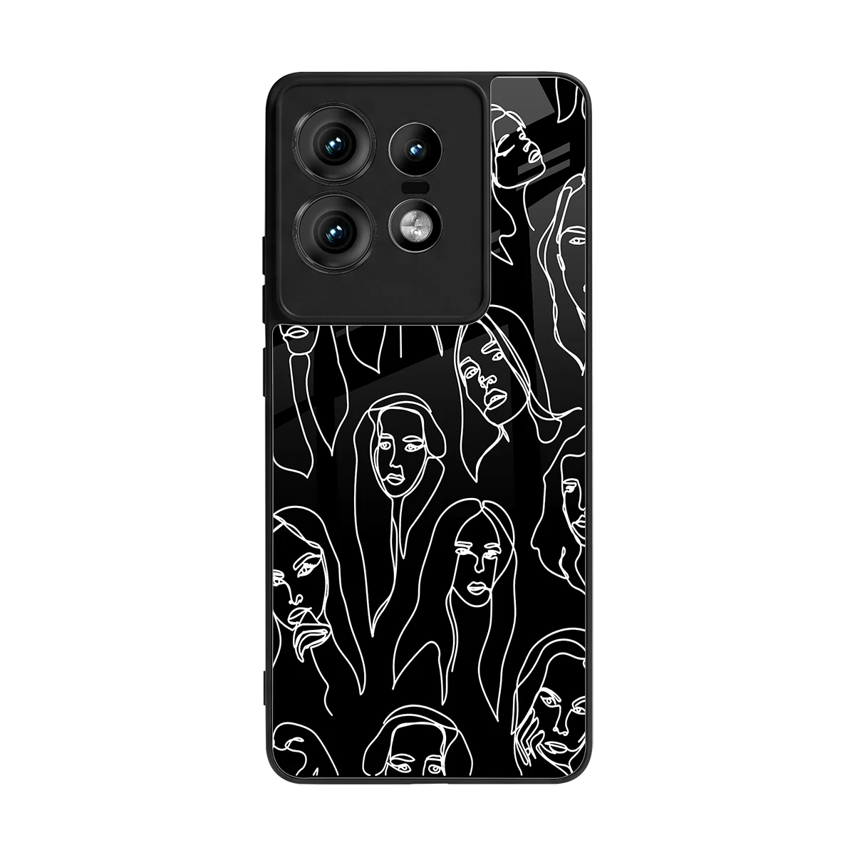Many Faces Black back phone cover | glass case for motorola edge 50 pro