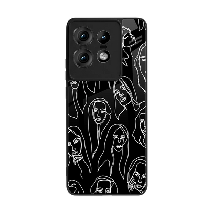 Many Faces Black back phone cover | glass case for motorola edge 50 pro