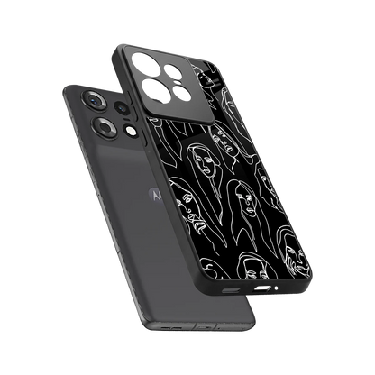 Many Faces Black sleek motorola edge 50 pro cover with tempered glass back and TPU edges