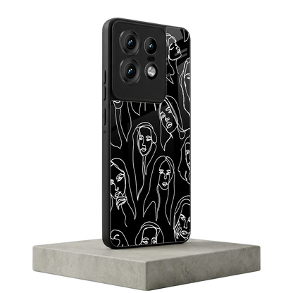 Many Faces Black motorola edge 50 pro mobile cover | shockproof glass phone case