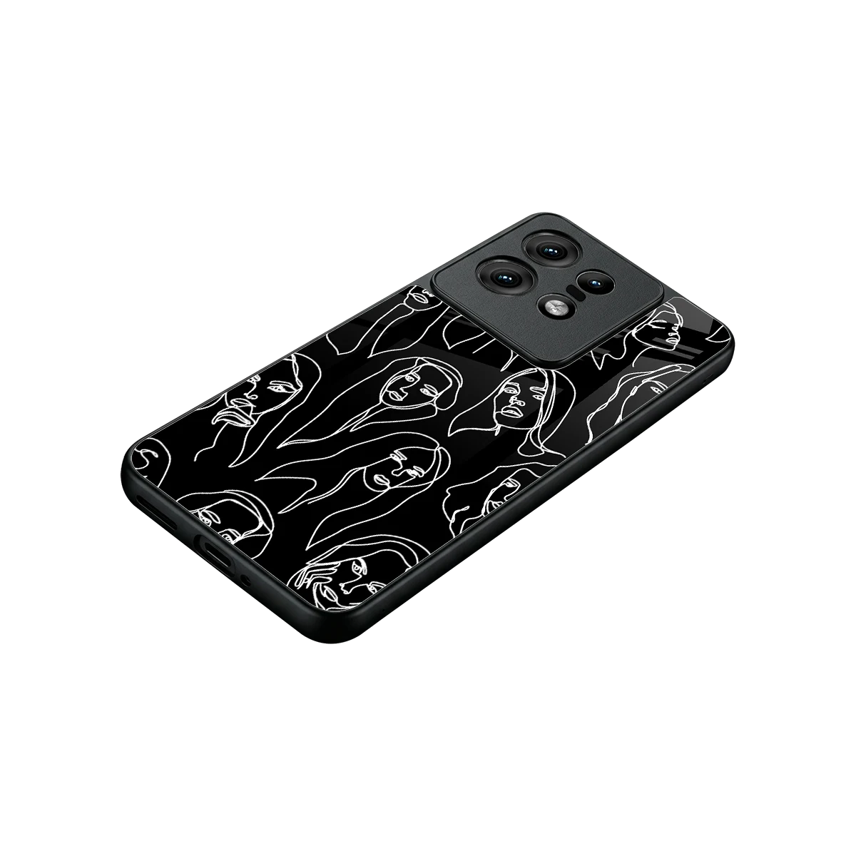 Many Faces Black stylish phone case for motorola edge 50 pro | glossy glass and slim fit