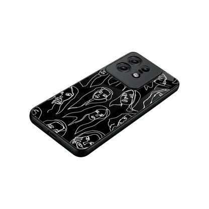 Many Faces Black stylish phone case for motorola edge 50 pro | glossy glass and slim fit