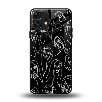 Many Faces Black back phone cover | glass case for nothing phone 1