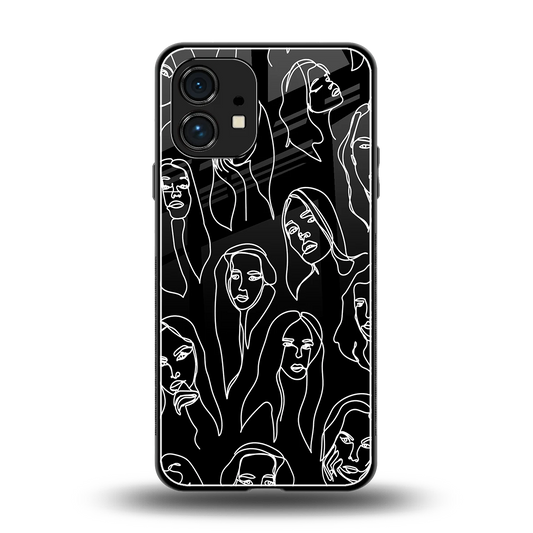 Many Faces Black back phone cover | glass case for nothing phone 1