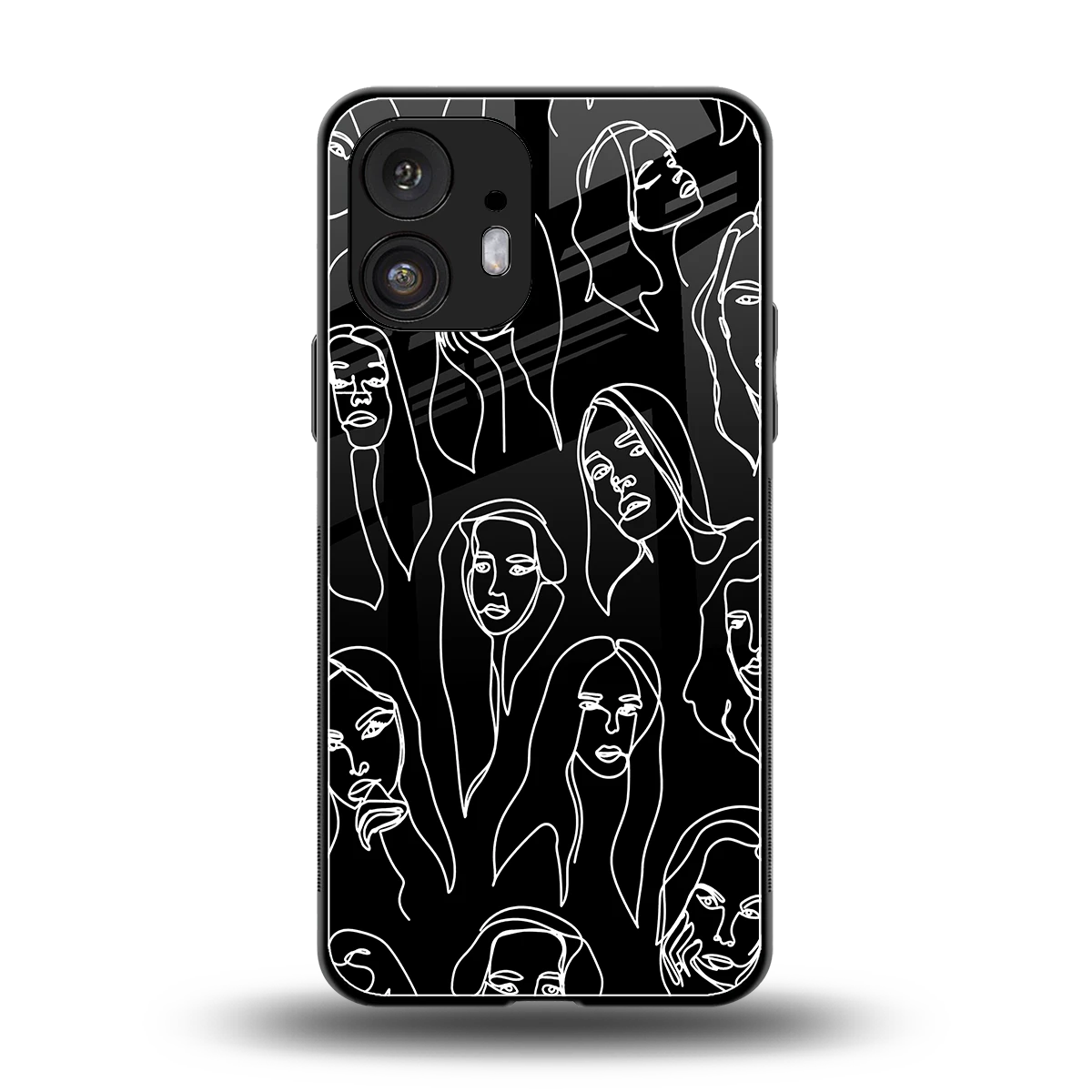 Many Faces Black back phone cover | glass case for nothing phone 2