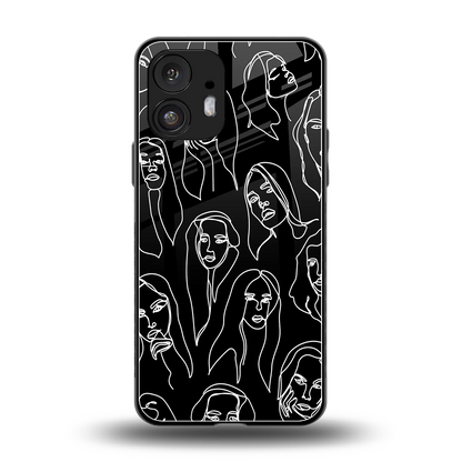 Many Faces Black back phone cover | glass case for nothing phone 2