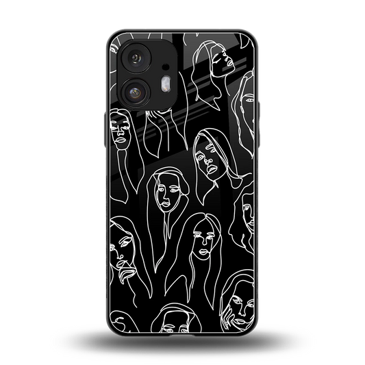 Many Faces Black back phone cover | glass case for nothing phone 2