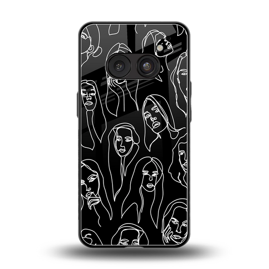 Many Faces Black back phone cover | glass case for nothing phone 2a