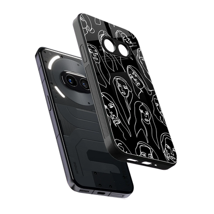Many Faces Black sleek nothing phone 2a plus cover with tempered glass back and TPU edges