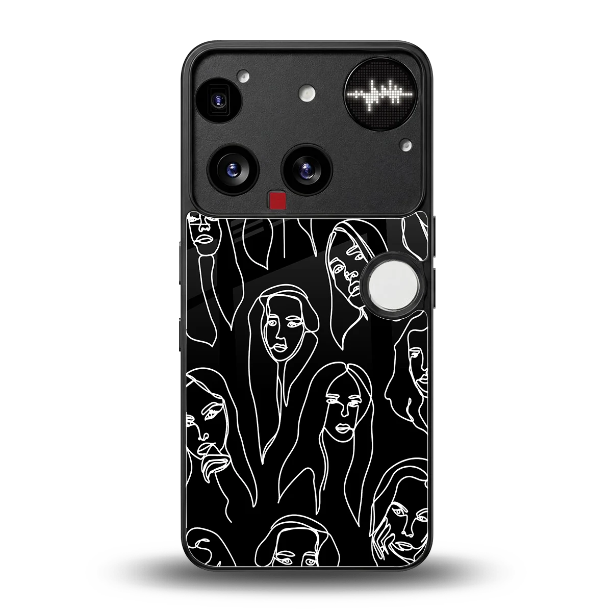 Many Faces Black back phone cover | glass case for nothing phone 3