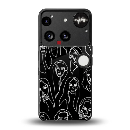 Many Faces Black back phone cover | glass case for nothing phone 3