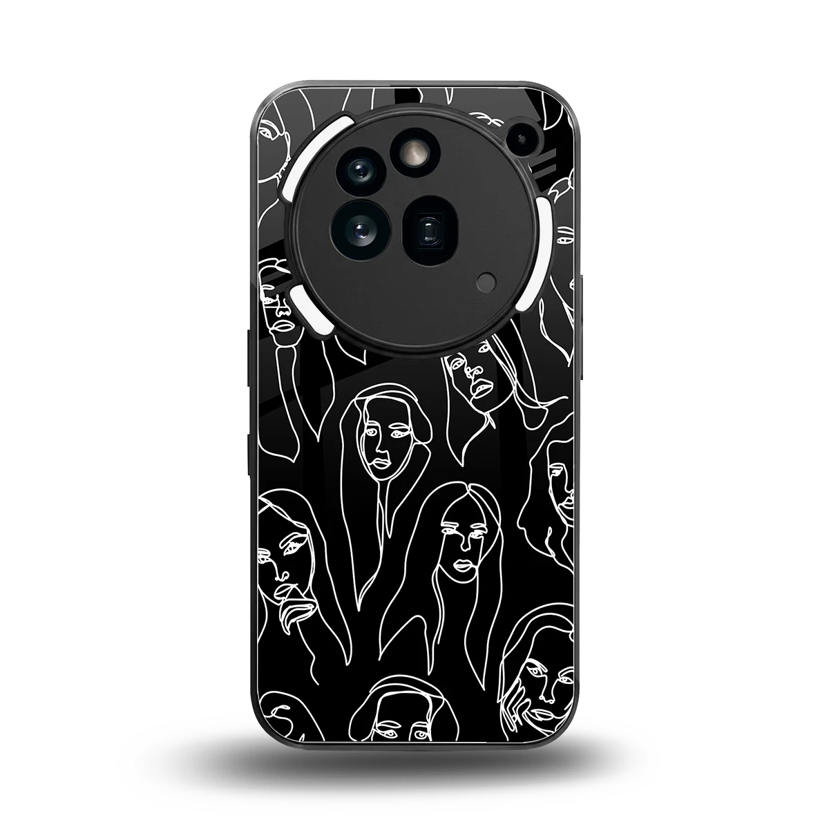 Many Faces Black back phone cover | glass case for nothing phone 3a pro