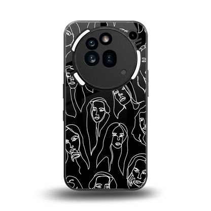 Many Faces Black back phone cover | glass case for nothing phone 3a pro