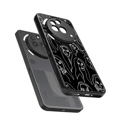 Many Faces Black sleek nothing phone 3a pro cover with tempered glass back and TPU edges