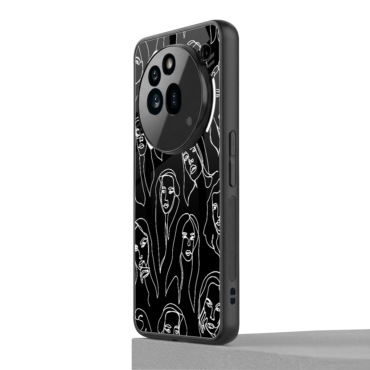 Many Faces Black nothing phone 3a pro mobile cover | shockproof glass phone case