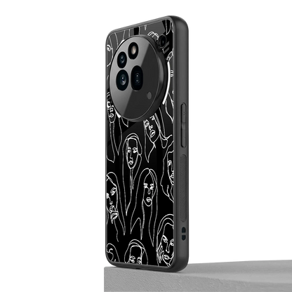 Many Faces Black nothing phone 3a pro mobile cover | shockproof glass phone case