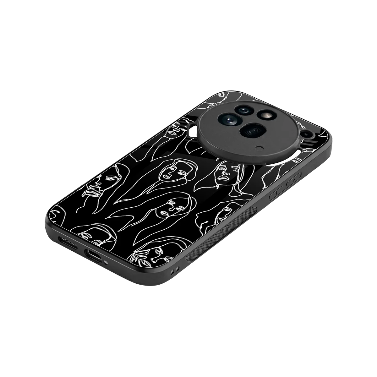 Many Faces Black stylish phone case for nothing phone 3a pro | glossy glass and slim fit