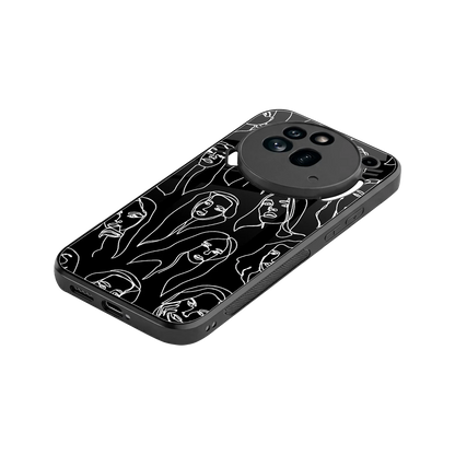 Many Faces Black stylish phone case for nothing phone 3a pro | glossy glass and slim fit