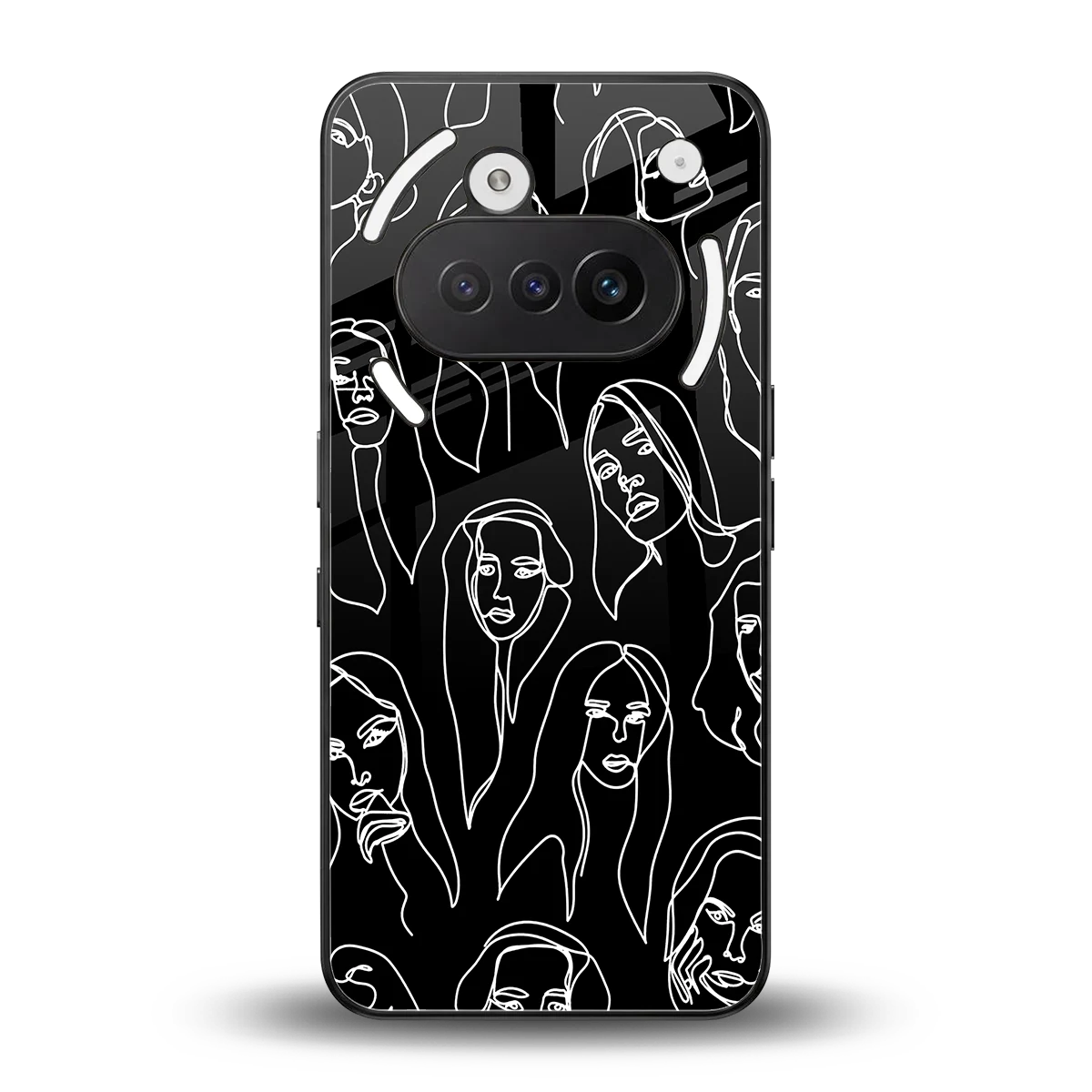 Many Faces Black back phone cover | glass case for nothing phone 3a