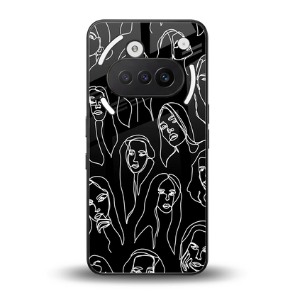 Many Faces Black back phone cover | glass case for nothing phone 3a