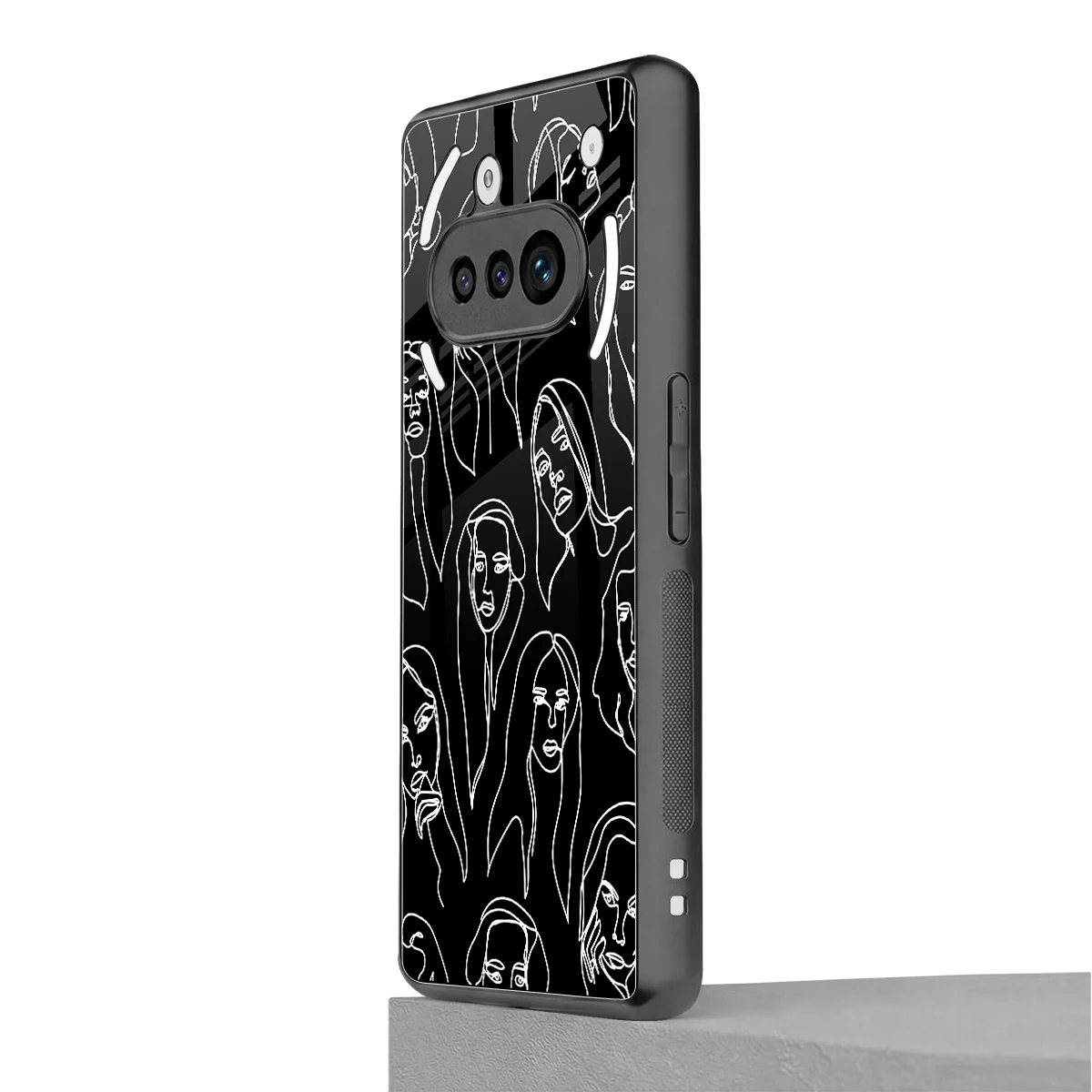 Many Faces Black nothing phone 3a mobile cover | shockproof glass phone case