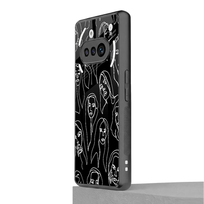 Many Faces Black nothing phone 3a mobile cover | shockproof glass phone case