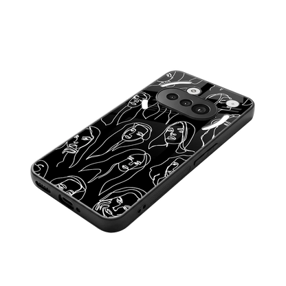 Many Faces Black stylish phone case for nothing phone 3a | glossy glass and slim fit