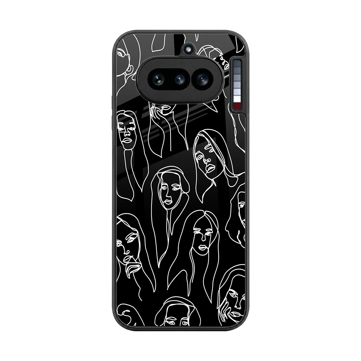 Many Faces Black back phone cover | glass case for nothing phone 4a