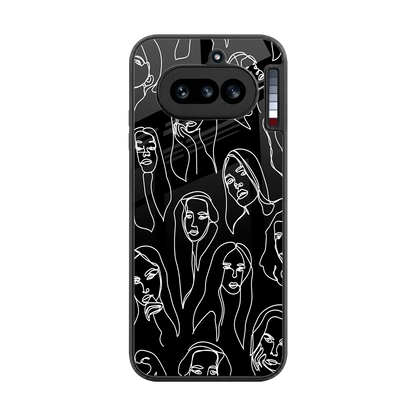 Many Faces Black back phone cover | glass case for nothing phone 4a