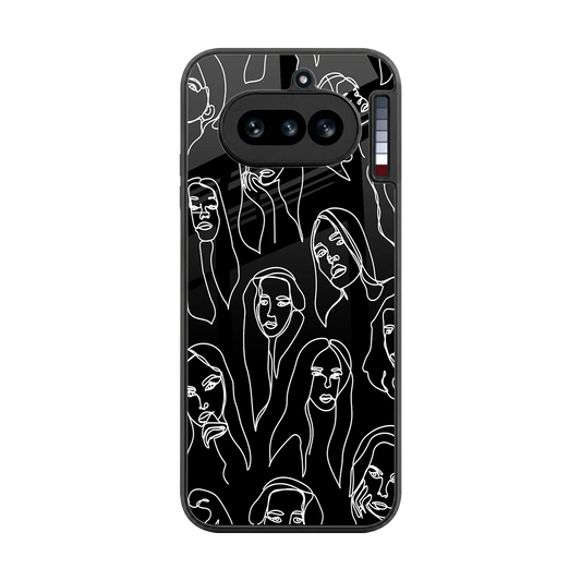 Many Faces Black back phone cover | glass case for nothing phone 4a