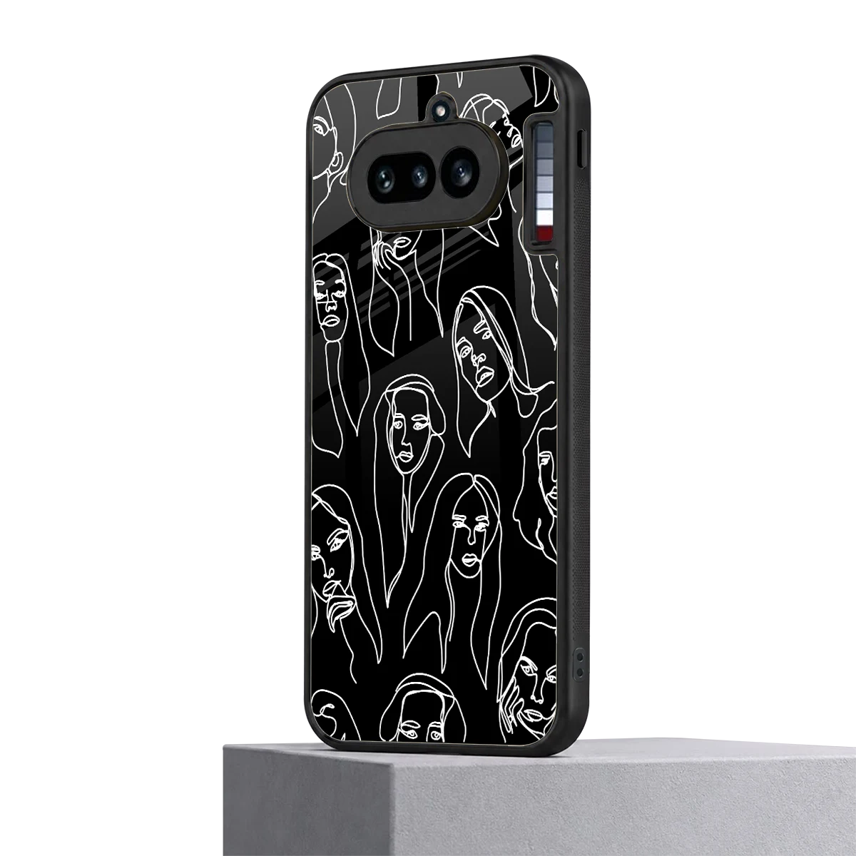 Many Faces Black nothing phone 4a mobile cover | shockproof glass phone case