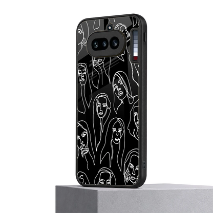 Many Faces Black nothing phone 4a mobile cover | shockproof glass phone case