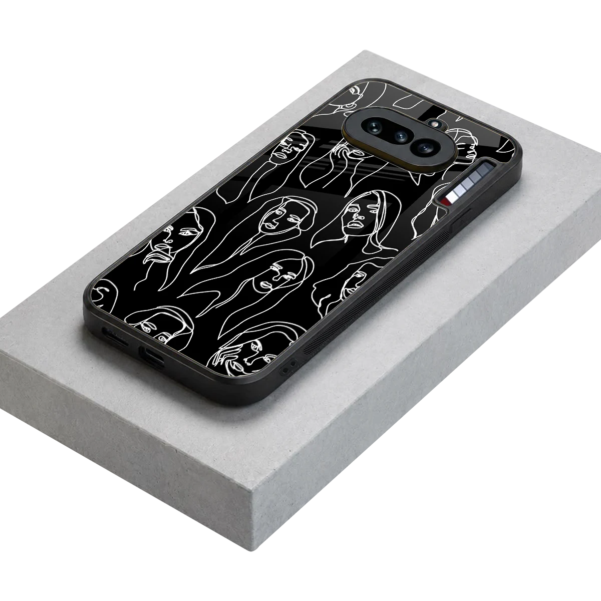 Many Faces Black stylish phone case for nothing phone 4a | glossy glass and slim fit