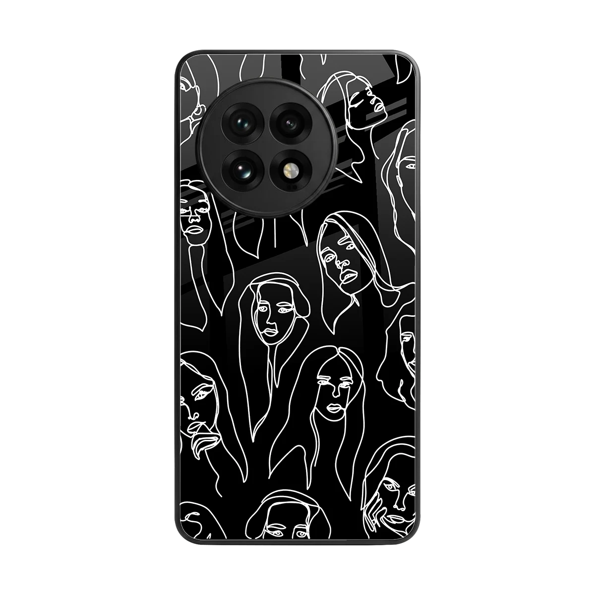 Many Faces Black back phone cover | glass case for oneplus 13r