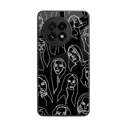 Many Faces Black back phone cover | glass case for oneplus 13r