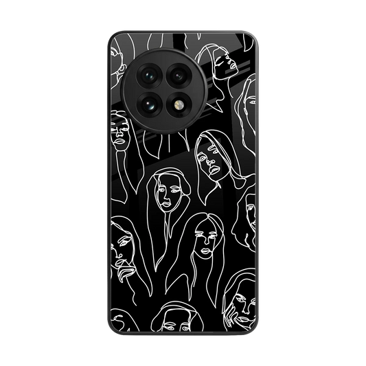 Many Faces Black back phone cover | glass case for oneplus 13r