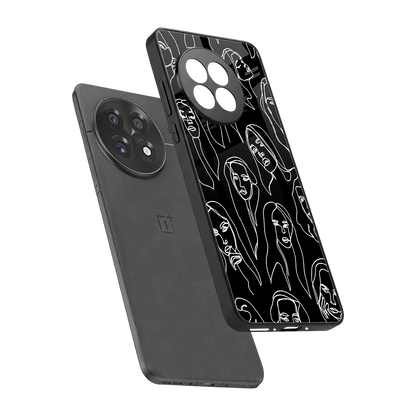 Many Faces Black sleek oneplus 13r cover with tempered glass back and TPU edges