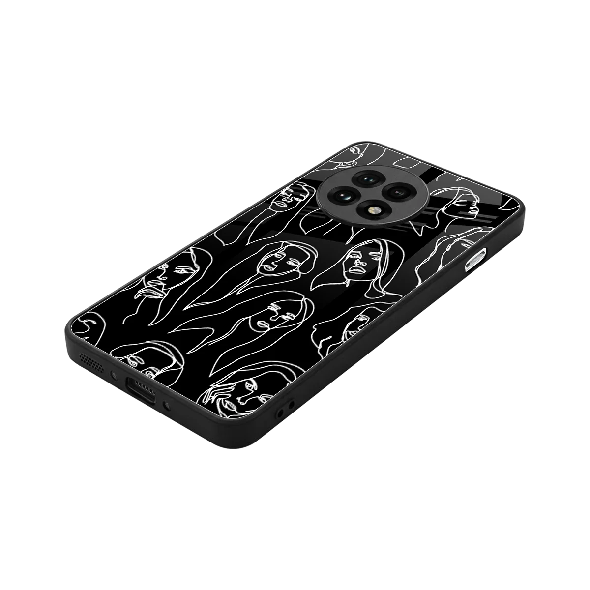 Many Faces Black stylish phone case for oneplus 13r | glossy glass and slim fit