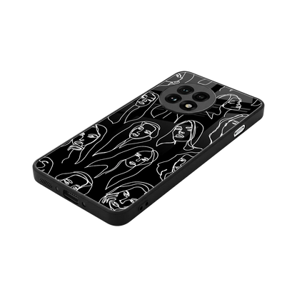 Many Faces Black stylish phone case for oneplus 13r | glossy glass and slim fit