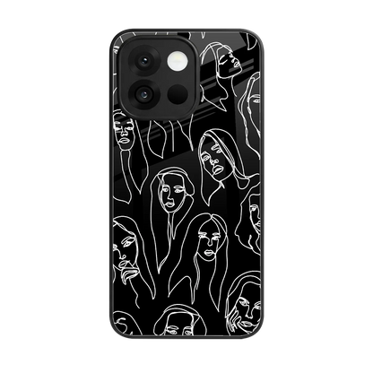 Many Faces Black back phone cover | glass case for oneplus 13s
