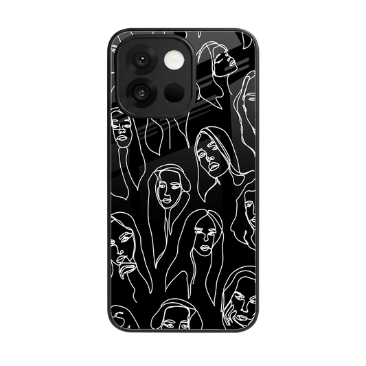 Many Faces Black back phone cover | glass case for oneplus 13s