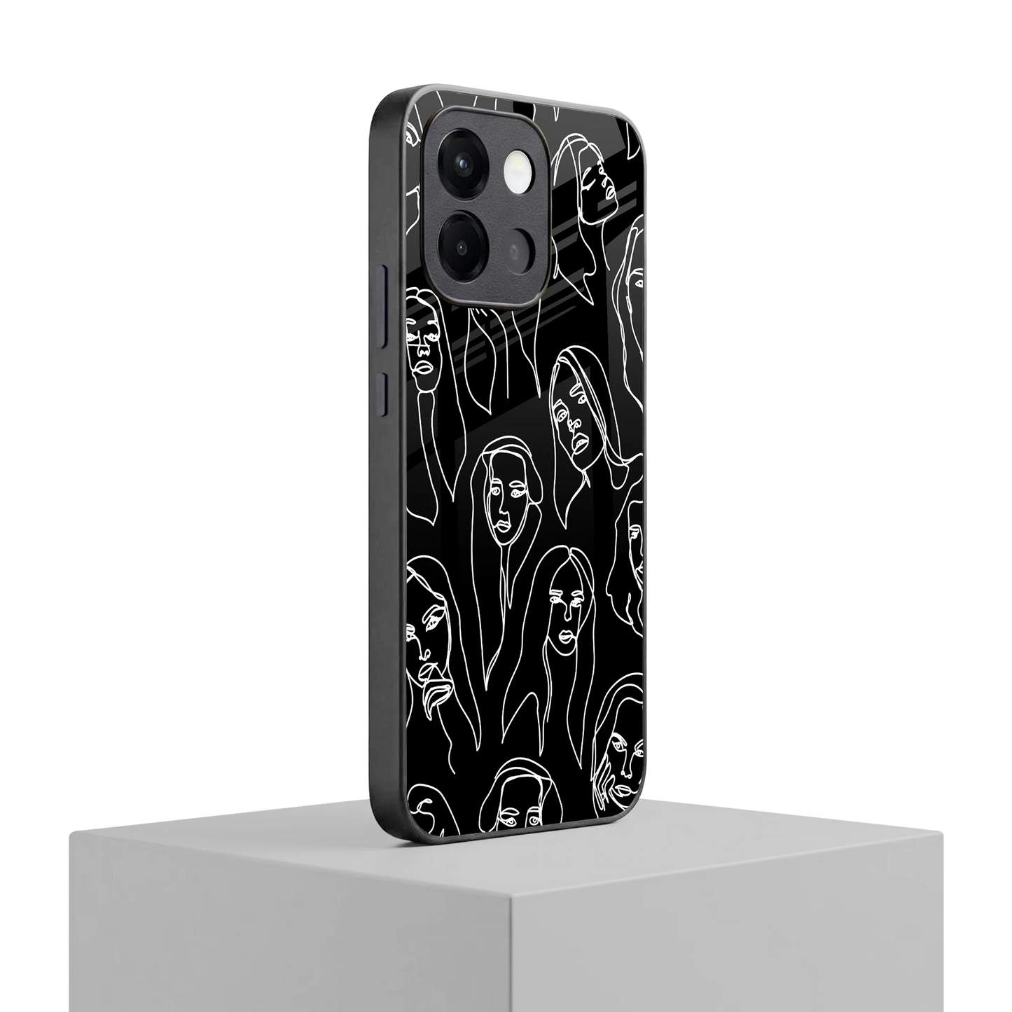 Many Faces Black oneplus 13s mobile cover | shockproof glass phone case