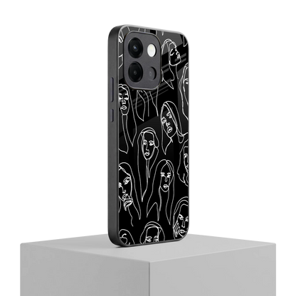 Many Faces Black oneplus 13s mobile cover | shockproof glass phone case