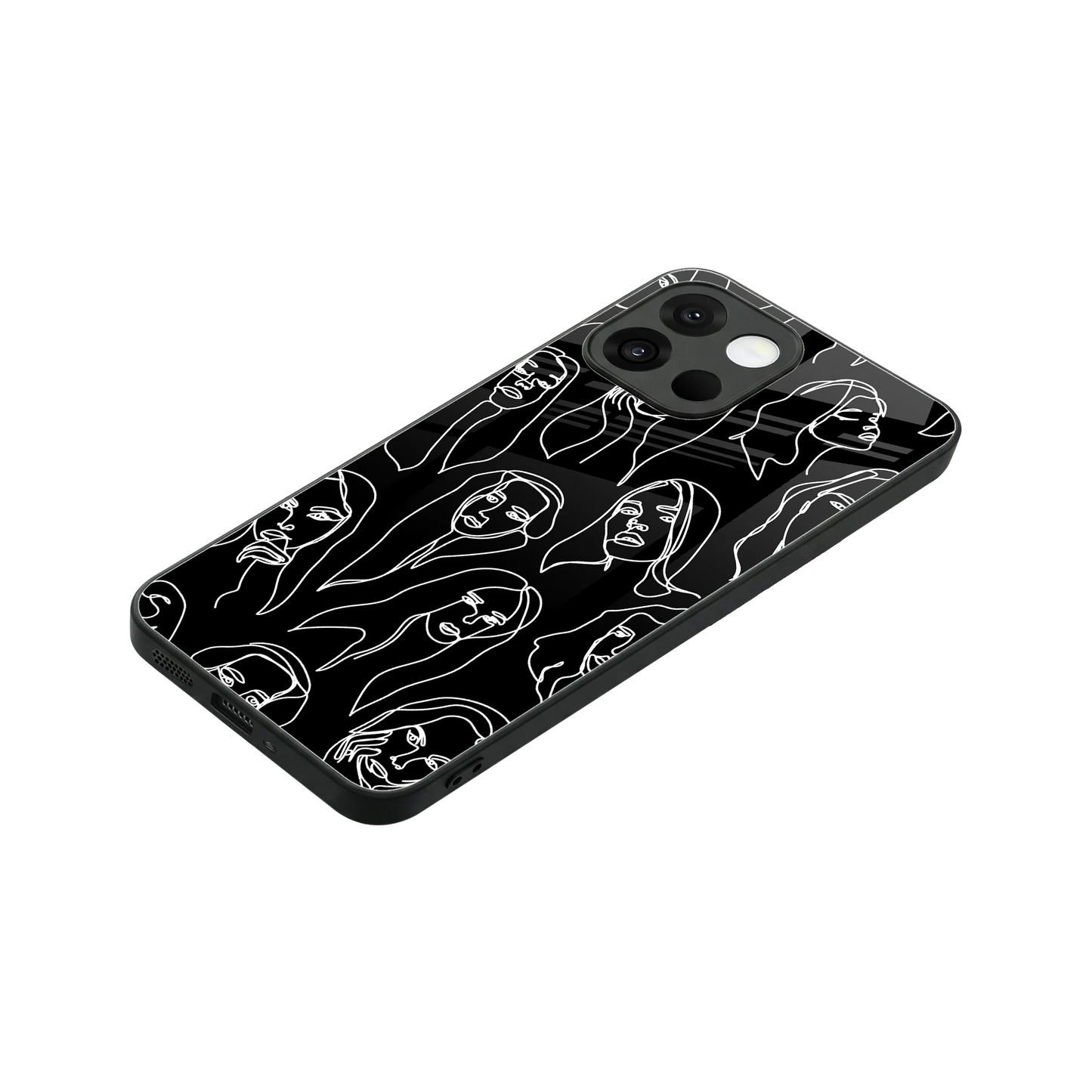 Many Faces Black stylish phone case for oneplus 13s | glossy glass and slim fit