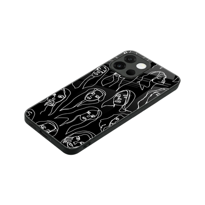 Many Faces Black stylish phone case for oneplus 13s | glossy glass and slim fit