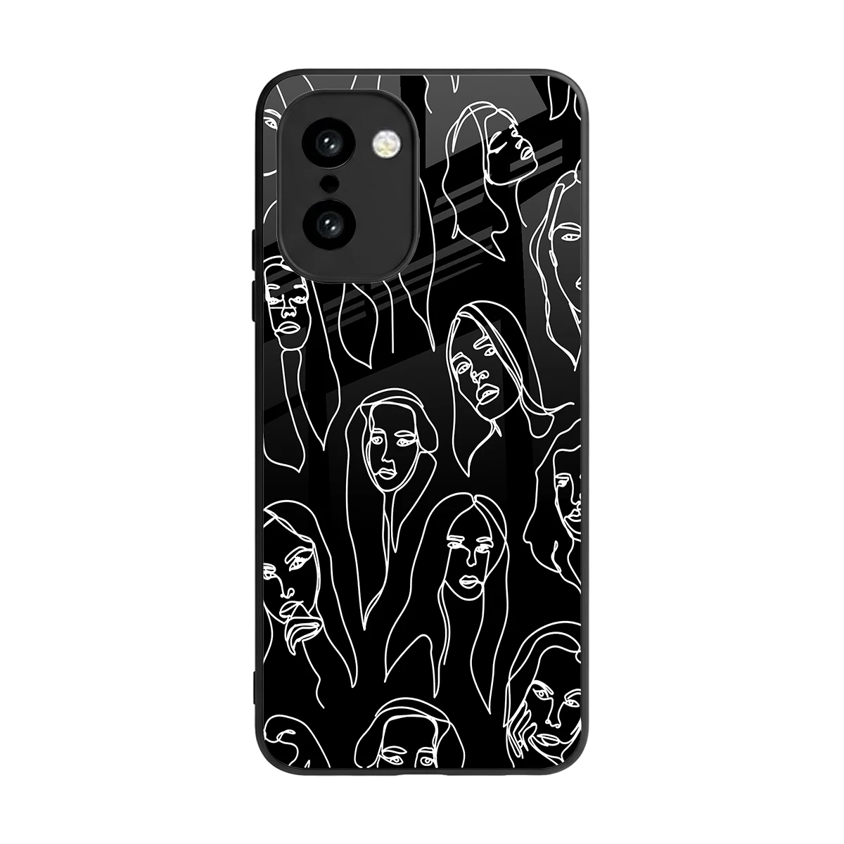 Many Faces Black back phone cover | glass case for oneplus 15r