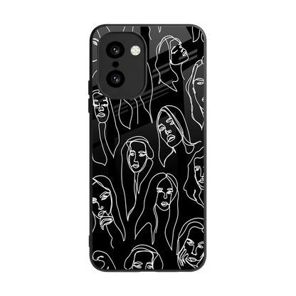 Many Faces Black back phone cover | glass case for oneplus 15r